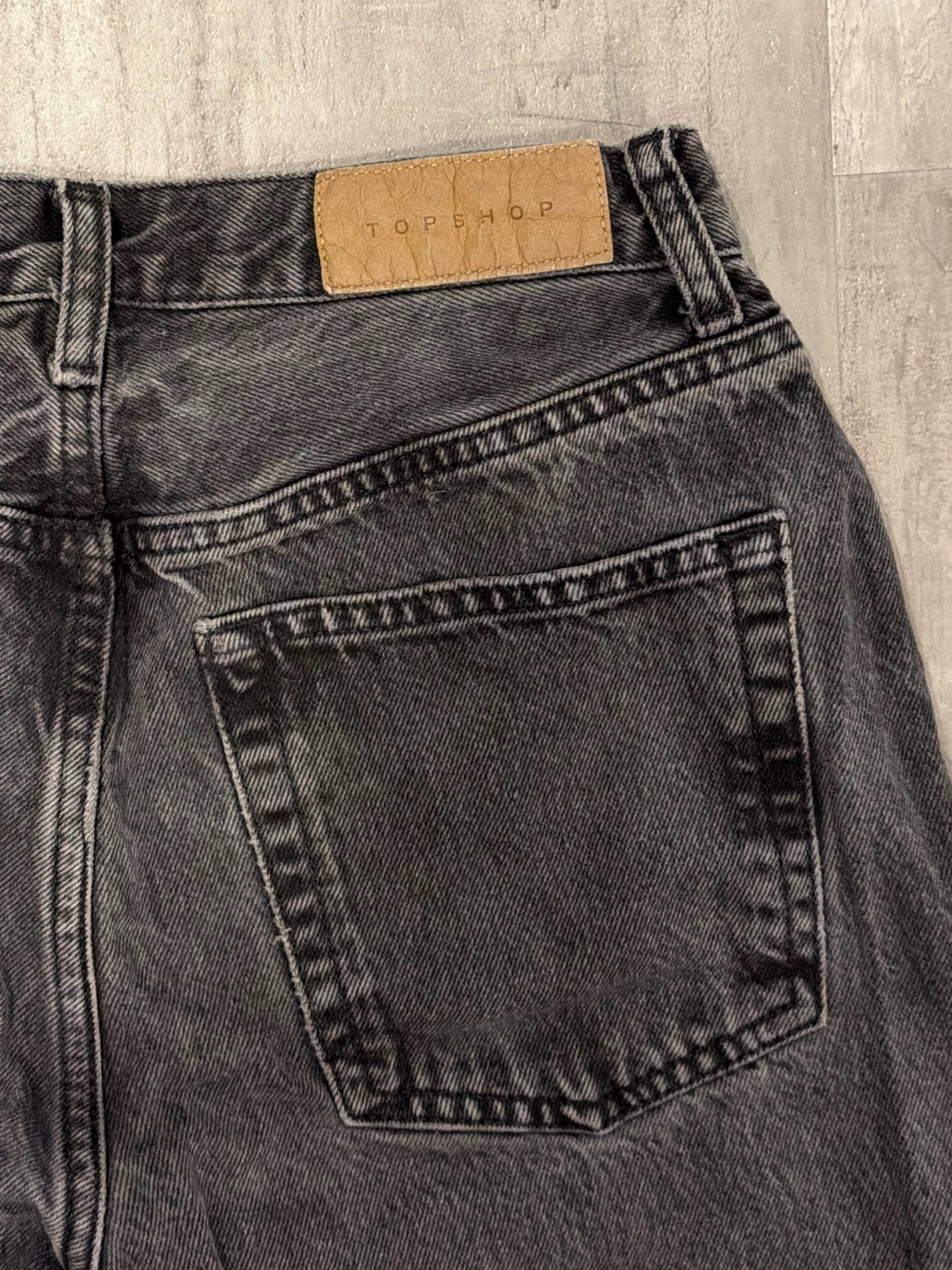 Topshop Women's Black Faded Straight Jeans